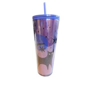 NEW Starbucks Halloween 2020 Black Cat Moon Purple 24 Oz Cold Cup Tumbler